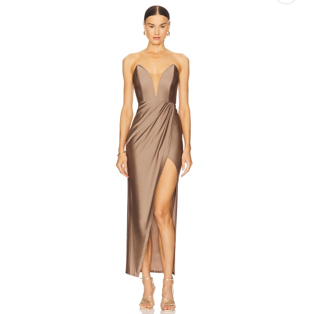Michael Costello Jake Gown Taupe Sz S Revolve NWT